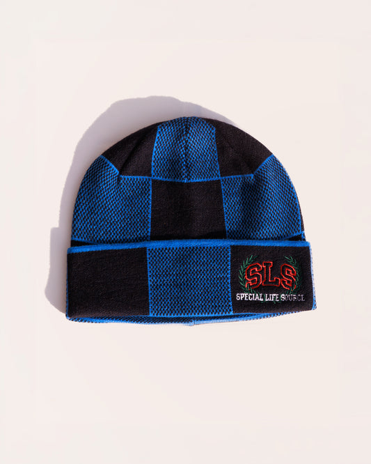 SLS Special Life Source Knit Beanie — Blue & Black